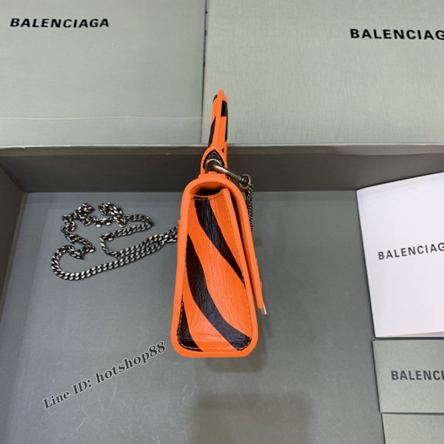 Balenciaga專櫃爆款手提女包 巴黎世家橙色虎紋mini Hourglass沙漏包 fyj1005